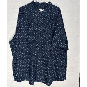 NWT Harbor Bay Short Sleeve Button-Down Navy Teal Floral 3XLT